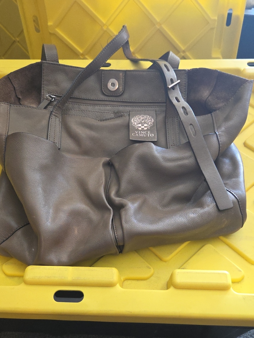 Vince Camuto Taupe Leather Shoulder Tote